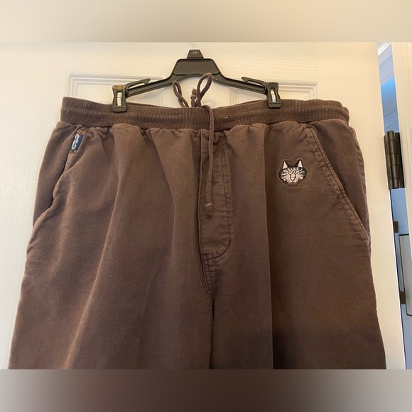 Crazy Shirts Hawaii XL Root Beer Dyed Canton Pants Kliban Cat Embroidery Casual - Picture 5 of 16
